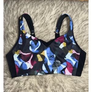 Brooks Drive Convertible Running Bra multi-color abstract print 34D High Impact